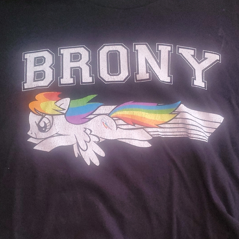 Black Brony T-Shirt with Rainbow Design